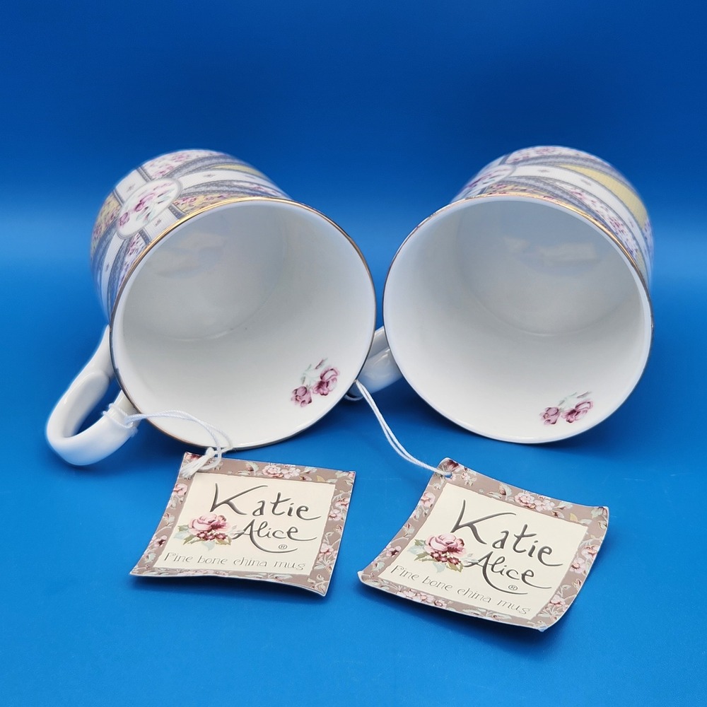 Vintage Katie Alice Ditsy Floral Union Jack Flag Design Bone China Mugs - New - Picture 5 of 7